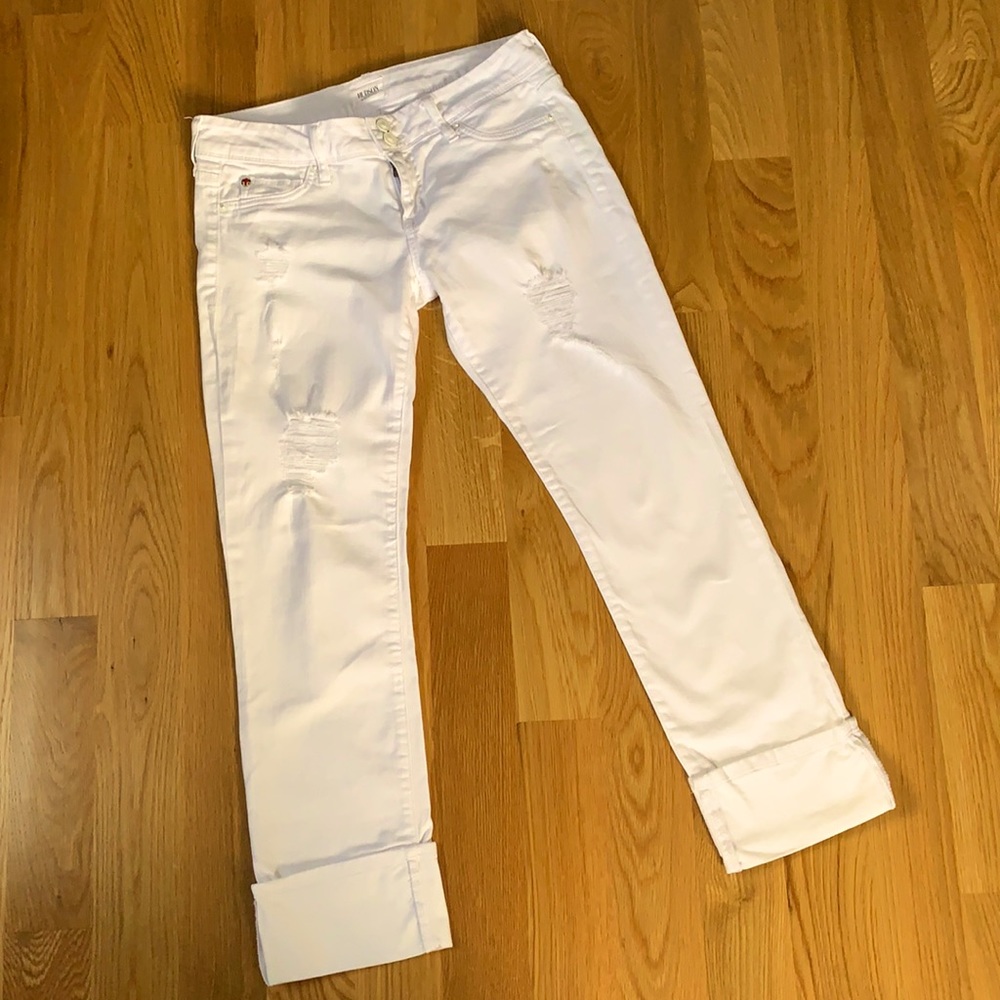 HUDSON White Distress Crop Ginny Straight Cuff 28